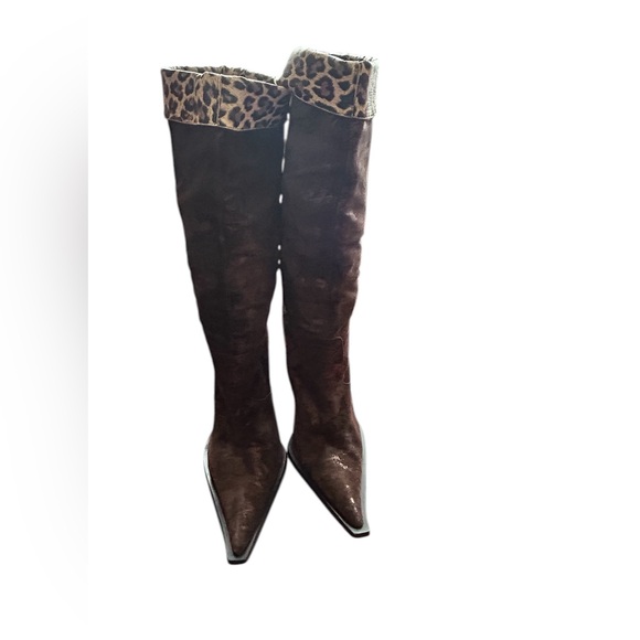 Davos Gomma, Leopard Brown Women's Boots, Sz 36 - Picture 1 of 11